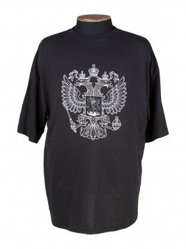 Чёрная футболка с принтом Герб России
