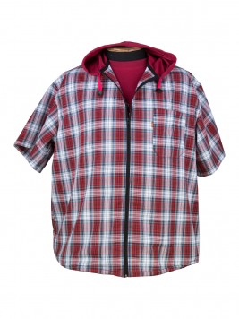Рубашка с капюшоном на молнии в красную клетку