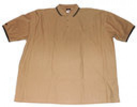 Рубашка-поло бежевого цвета с короткими рукавами большого размера