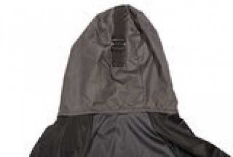 Купить куртка для полных спортивная, комбинированная - эластик с капюшоном серого цвета в интернет-магазине Мой-размер