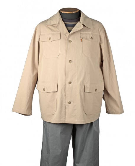 Купить Летняя куртка-френч большого размера удлиненная светло-бежевого цвета за 4100 руб. в интернет-магазине Мой-размер - Магазин Мой-Размер