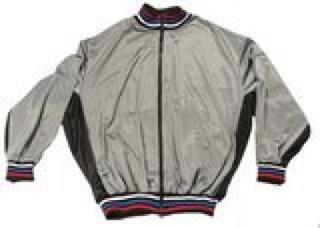 Купить куртка больших размеров спортивная- эластик с трикотажным воротником серого цвета в интернет-магазине Мой-размер