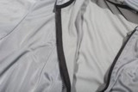 Купить костюм самого большого размера спортивный из эластика с капюшоном серого цвета в интернет-магазине Мой-размер