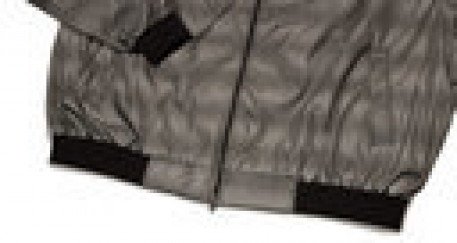 Куртка-ветровка бомбер из плащевки серого цвета в клетку для толстых