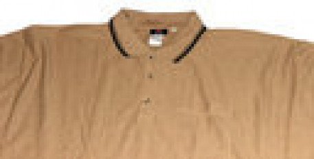 Рубашка-поло бежевого цвета с короткими рукавами для полных