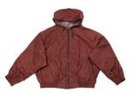 Куртка-ветровка бомбер из плащевки бордового цвета с капюшоном большого размера
