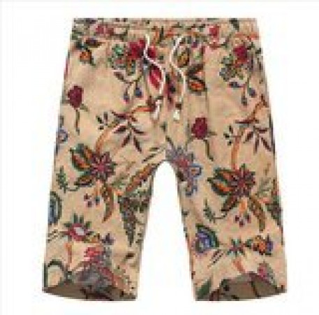Купить шорты для полных летние бежевые с цветочным принтом разных цветов цвета в интернет-магазине Мой-размер