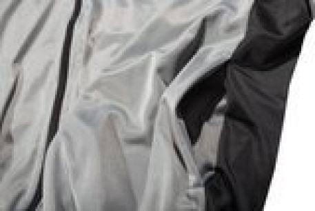 Купить куртка для толстых спортивная- эластик с трикотажным воротником серого цвета в интернет-магазине Мой-размер
