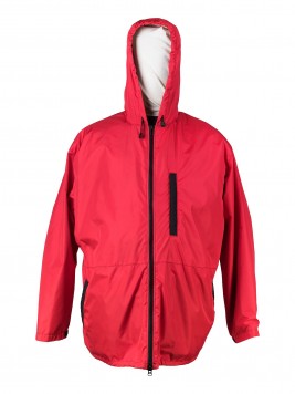 Куртка-ветровка длинная красного цвета на хлопковой подкладке