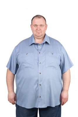 Мужская джинсовая рубашка большого размера большого размера (4xl–10xl) с коротким рукавом, голубого цвета