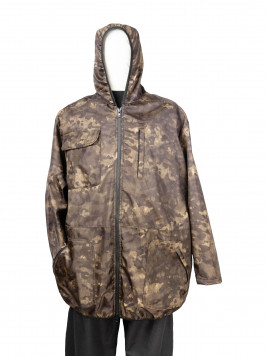 Куртка большого размера камуфляжная "темный мох" из плащевки на флисе
