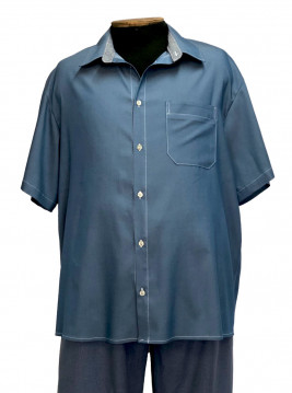 Рубашка большого размера тенсел-джинс голубого цвета с коротким рукавом