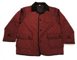 Стеганая куртка большого размера бордового цвета на тонком синтепоне