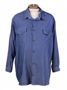 Рубашка большого размера из джинсы большого размера "тенсел" синего цвета с карманами