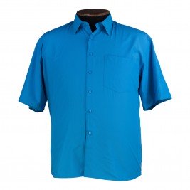Рубашка большого размера мужская c коротким голубого цвета.
