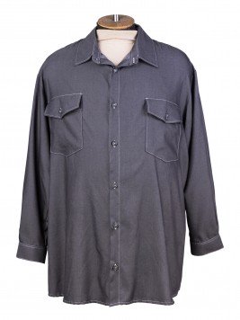 Рубашка большого размера из джинсы большого размера "тенсел" черного цвета с карманами