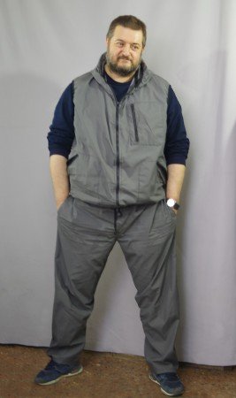 Летний костюм большого размера: безрукавка с капюшоном и брюки большого размера без подкладки из полиэстера