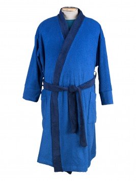 Махровый халат большого размера синего цвета(уценка)
