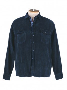 Рубашка большого размера / сорочка  большого размера мужская вельветовая c длинным  рукавом цвета джинса