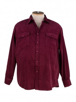 Рубашка большого размера /сорочка  большого размера мужская вельветовая c длинным  рукавом бордового цвета