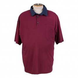 Рубашка- поло бордо с воротником из 100% хлопка с карманом