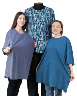 Комплект из трех футболок серая, морской волны, с принтом