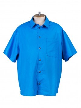 Рубашка большого размера с коротким рукавом синего цвета