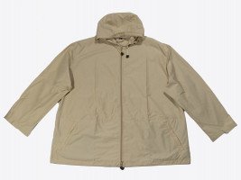 Куртка-ветровка большого размера "гигант" светлая из смесовой ткани с хлопком и капюшоном