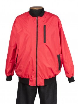 Куртка-бомбер летняя с трикотажной отделкой красного цвета