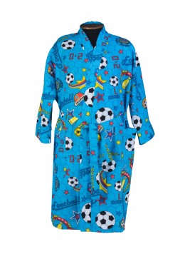 Банный халат вафельный синего или зелёного цвета с футбольными мячами