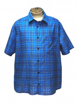 Рубашка большого размера из хлопка в ярко-синюю клетку