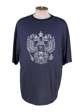 Темно- синяя футболка с принтом Герб России