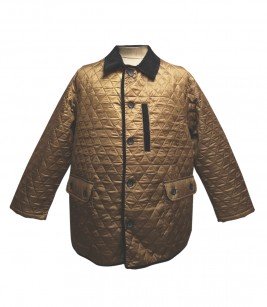 Куртка большого размера стеганая c отделкой из вельвета "золотого" цвета
