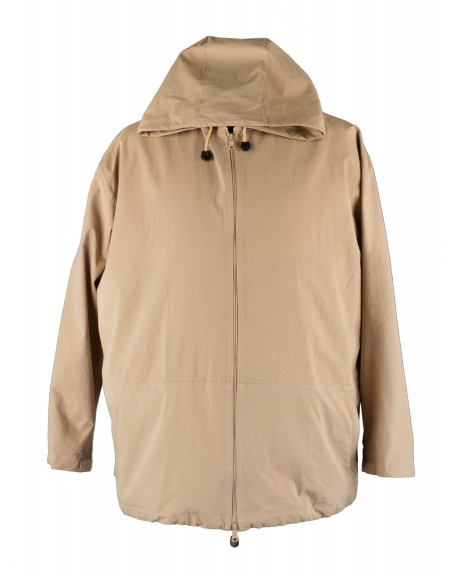 Куртка-ветровка большого размера для лета  светлая из хлопка с капюшоном на молнии
