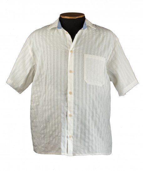 Рубашка большого размера белого цвета с короткими рукавами из хлопка за 1600 руб.