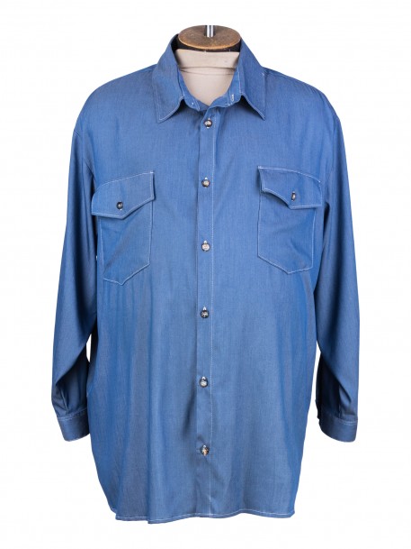 Рубашка большого размера из  джинсы большого размера "тенсел" голубого цвета