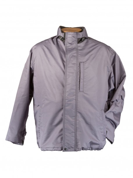 Куртка большого размера утепленная спортивная серого цвета на флисовой подкладке за 4500 руб.