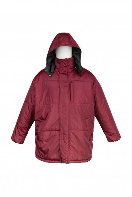 Зимняя куртка большого размера джордан бордо с утепленным капюшоном за 7800 руб.
