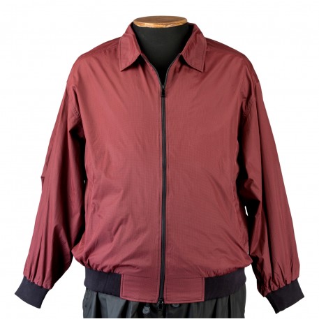 Куртка-ветровка большого размера бомбер из плащевки бордового цвета